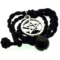 12mm Jet Gemstone Sphere Pentacle Pendant